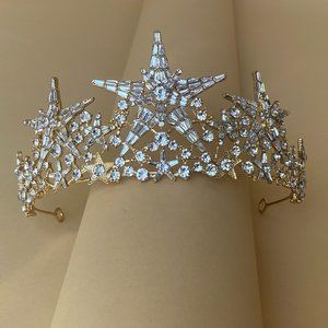 Art Deco Tiara, Big Star Crown,Headpiece, Celestial Bride, wedding, Bridgerton